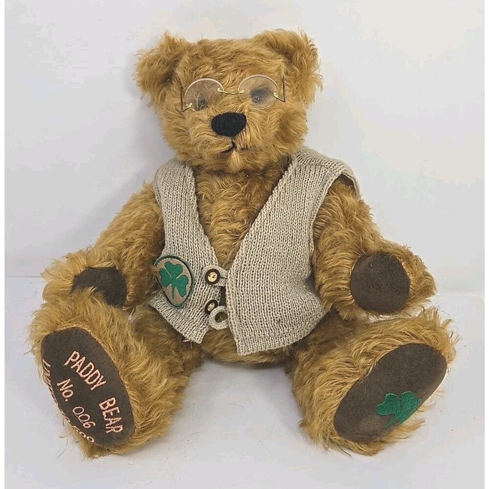Vintage Hermann Germany Mohair Irish Paddy Bear Plush L.E. 006/500 Glasses U319